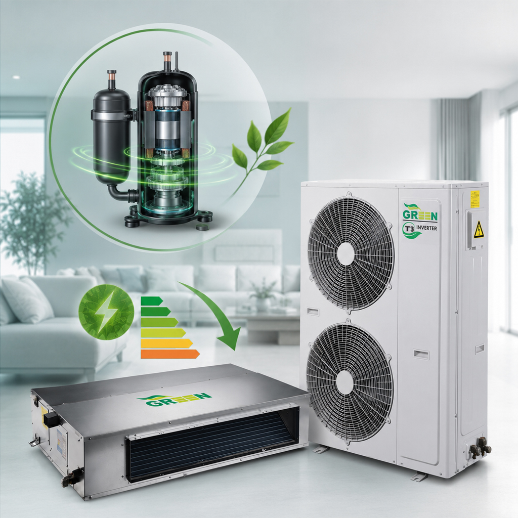 کولر گازی داکت اسپلیت گرین اینورتر تروپیکال 24000 مدل GDS-24P1T3A2P