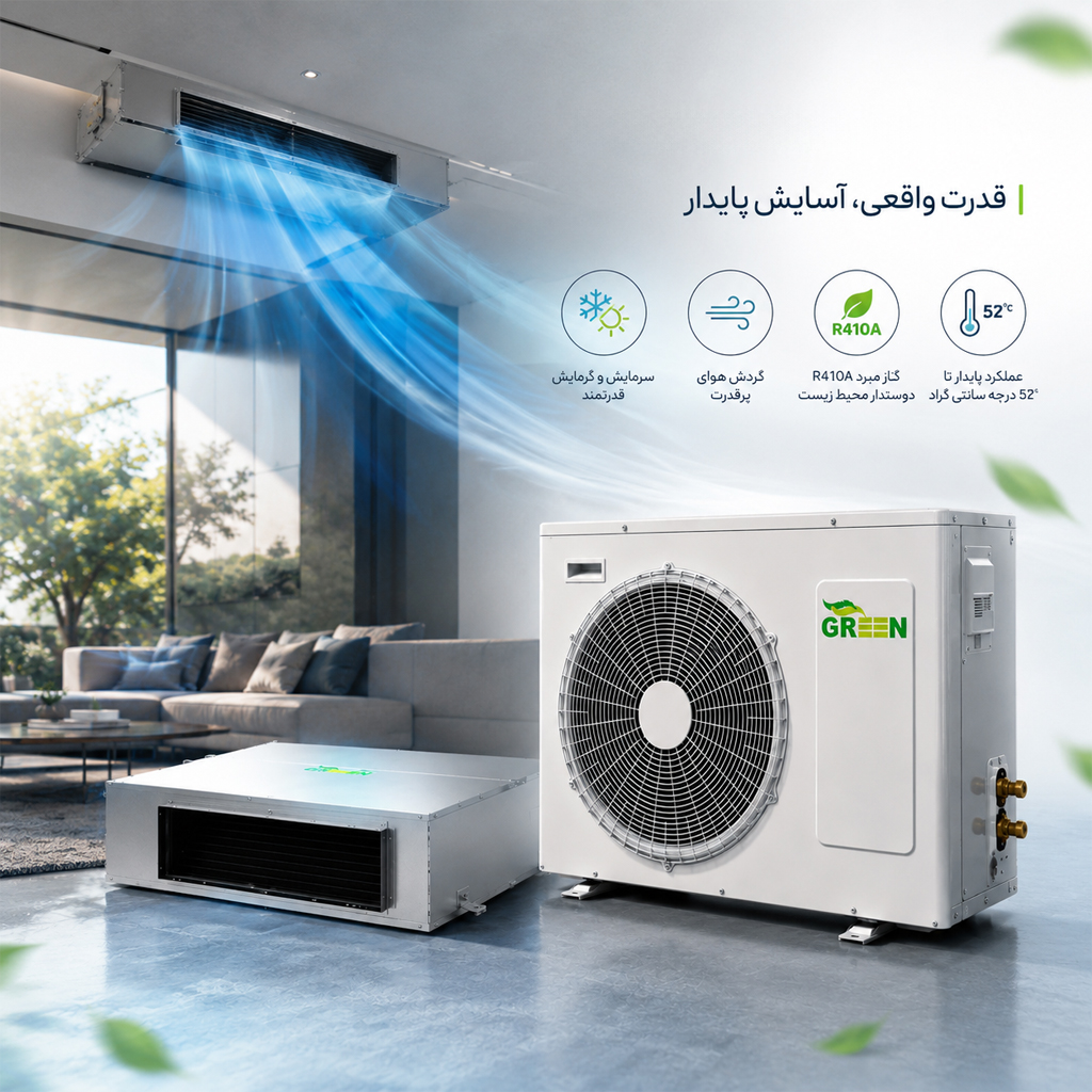 کولر گازی داکت اسپلیت گرین تروپیکال 30000 مدل GDS-30P1T3/R1