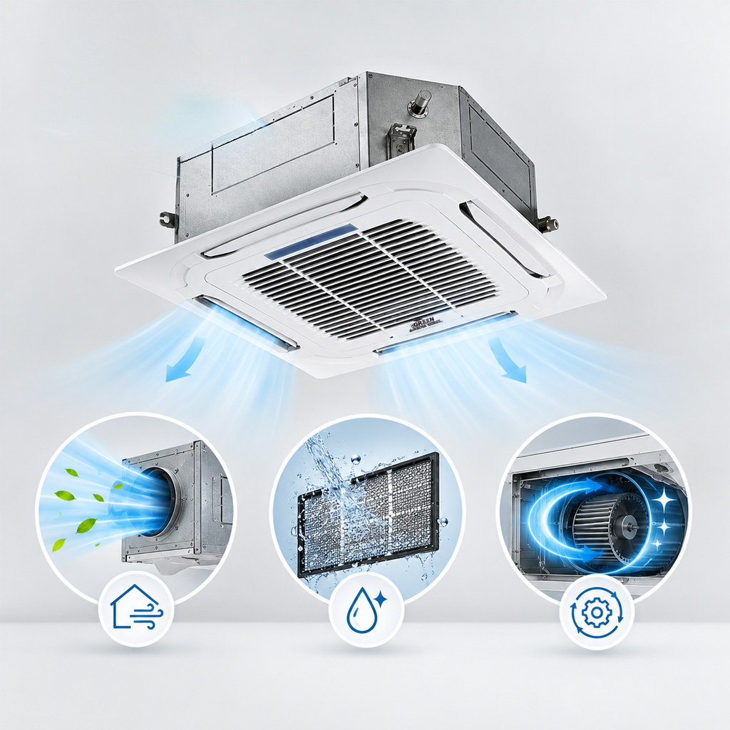 فن کویل کاستی چهار طرفه گرین مدل G4WF1200P1