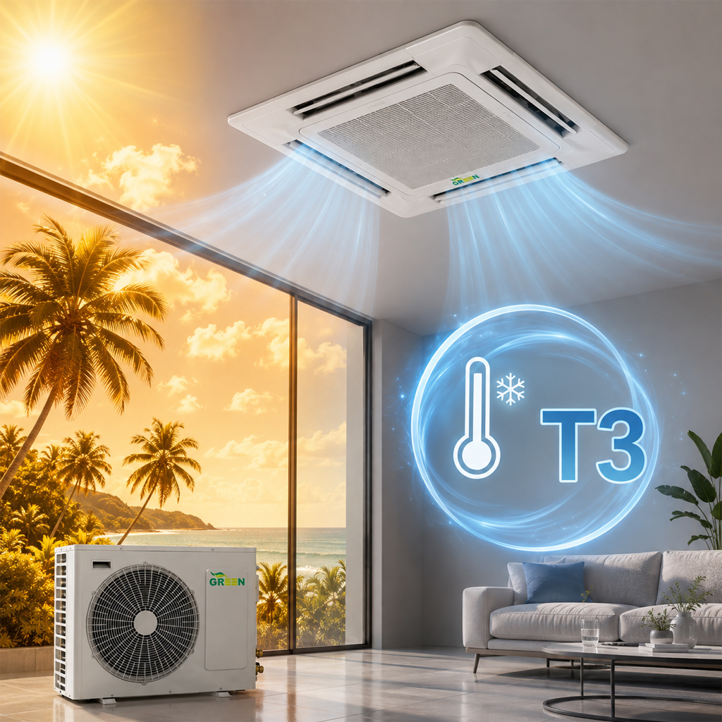 کولر گازی اسپلیت کاستی چهار طرفه گرین اینورتر تروپیکال 24000 مدل GCS-24P1T3A2P