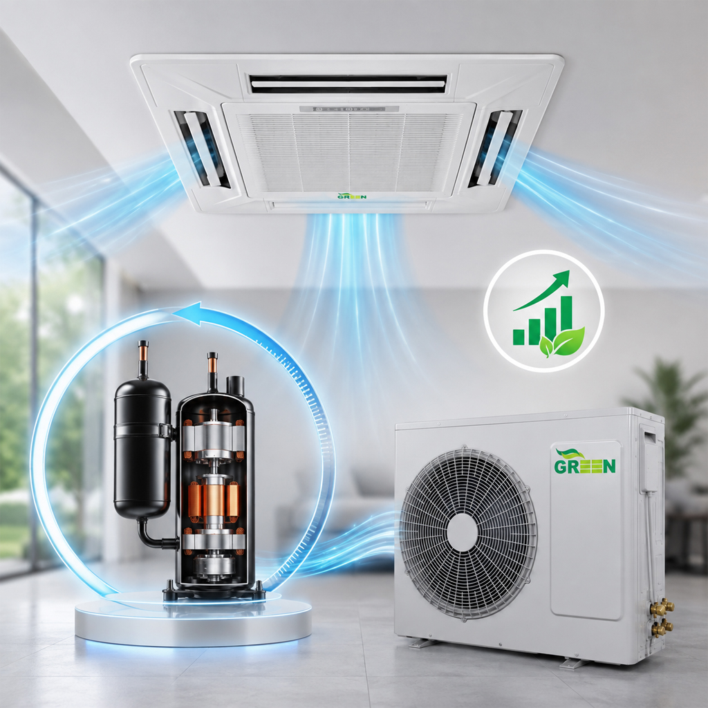 کولر گازی اسپلیت کاستی چهار طرفه گرین اینورتر تروپیکال 36000 مدل GCS-36P1T3A2P