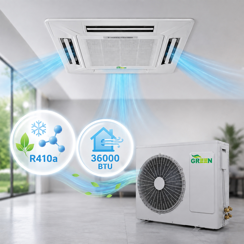 کولر گازی اسپلیت کاستی چهار طرفه گرین اینورتر تروپیکال 36000 مدل GCS-36P1T3A2P